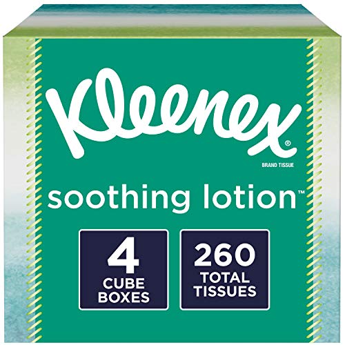 Product Cover Kleenex Soothing Lotion Facial Tissues, 4 Cube Boxes, 65 Tissues per Box (260 Tissues Total)