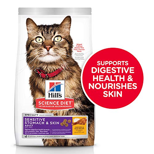 Product Cover Hill's Science Diet Dry Cat Food, Adult, Sensitive Stomach & Skin, Chicken & Rice Recipe, 7 lb Bag