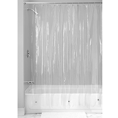 Product Cover iDesign Vinyl Plastic Long Shower Curtain Liner, Mold and Mildew Resistant Plastic Shower Curtain for use Alone or With Fabric Curtain, 108 x 72 Inches, Clear