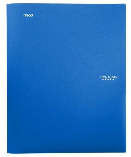 Product Cover Five Star 2-Pocket Folder, Stay-Put Folder, Folders with Pockets, Blue (72115)