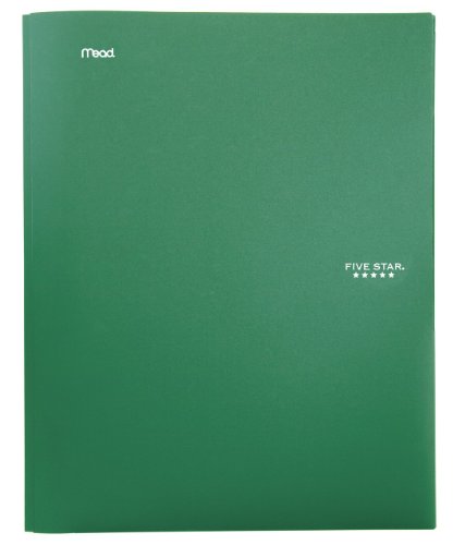 Product Cover Five Star 2-Pocket Folder, Stay-Put Folder, Folders with Pockets, Green (72111)