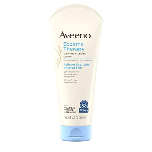 Product Cover Aveeno Eczema Therapy Daily Moisturizing Cream for Sensitive Skin, Soothing Lotion with Colloidal Oatmeal for Dry, Itchy, and Irritated Skin, Steroid-Free and Fragrance-Free, 7.3 oz