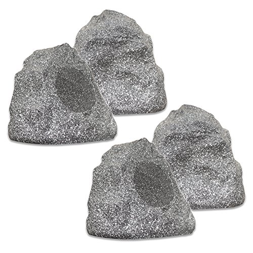 Product Cover Theater Solutions 4R4G New Wired Outdoor Garden Waterproof Granite Rock Patio Speakers (set of 4)