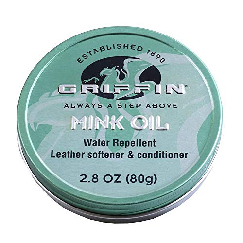 Product Cover GRIFFIN Mink Oil - Leather Conditioner, Leather Softener, Water Repellent (Waterproofing) and Weather Protector - Shoes, Boots, Handbags and Leather Goods (2.8 oz) - Made in USA