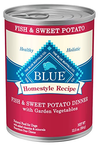 Product Cover Blue Buffalo Homestyle Recipe Natural Adult Wet Dog Food, Fish & Sweet Potato 12.5-oz can (Pack of 12)