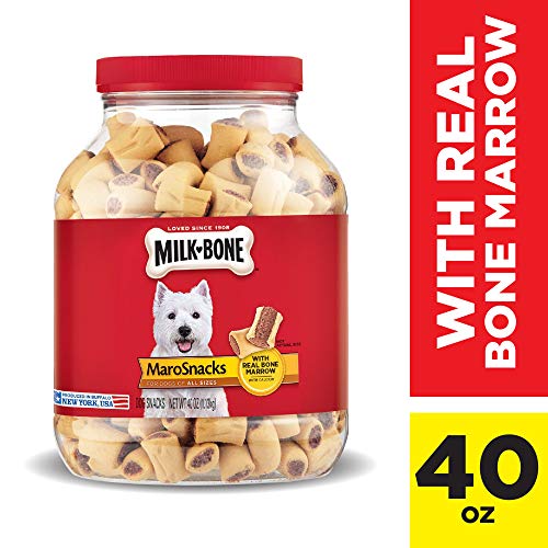Product Cover Milk-Bone MaroSnacks Dog Treats with Real Bone Marrow and Calcium, 40 Oz. Jar, All Size Dogs