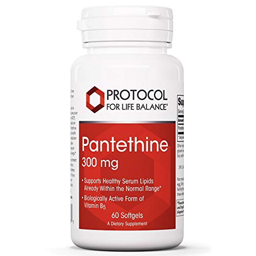 Product Cover Protocol For Life Balance - Pantethine 300 mg - Biologically Active Form of Vitamin B5 (CoEnzyme) to Support Healthy Serum Lipids and Promote Metabolism and Vascular Health - 60 Softgels