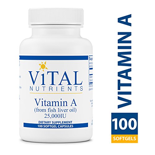 Product Cover Vital Nutrients - Vitamin A (from Fish Liver Oil) 25,000 IU - Supports Immune Function and Vision - 100 Softgel Capsules per Bottle