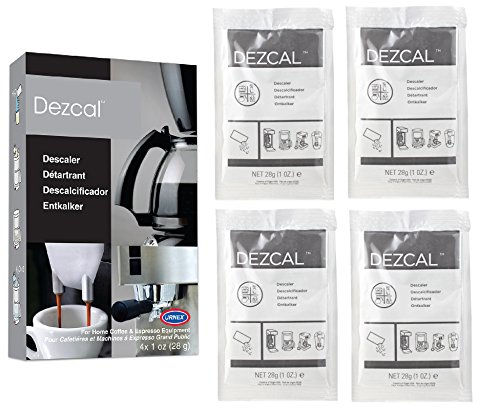 Product Cover Urnex Dezcal Coffee and Espresso Descaler and Cleaner - 4 Uses - Activated Scale Remover Use with Home Coffee Brewers Espresso Machine Pod Machine Capsule Machine Kettles Garmet Steamers