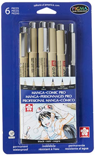 Product Cover Sakura 50201 6-Piece Pigma Manga Comic Pro Drawing Kit