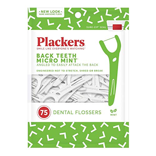 Product Cover Plackers Back Teeth Micro Mint Dental Floss Picks, 75 Count