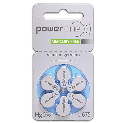 Product Cover Powerone size 675 Hearing Aid Battery No Mercury made in Germany Genuine Pack 60