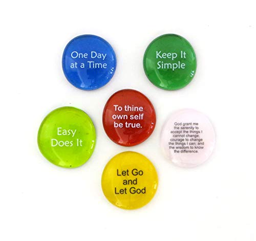 Product Cover Lifeforce Glass Recovery Stones, 6 Daily Reminders for Encouragement in Sobriety on Glass Stones. Perfect for 12 Step Set I.