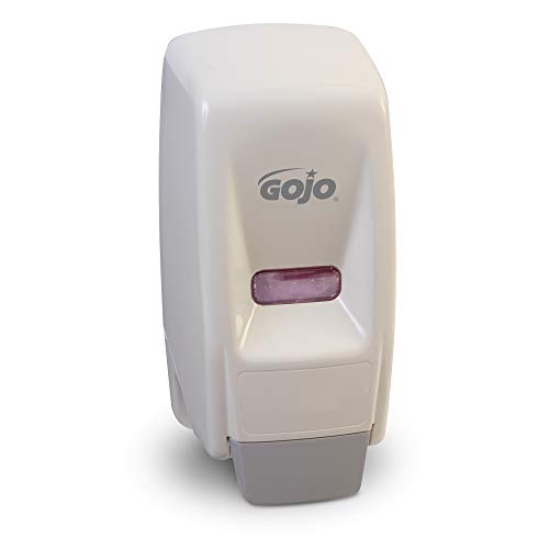 Product Cover GOJO 800 Series Bag-in-Box Push-Style Lotion/Shower Soap Dispenser, White, Dispenser for GOJO 800 Series Bag-in-Box 800 mL Soap Refills - 9034-12