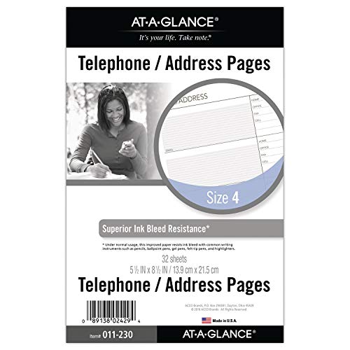 Product Cover Day Runner Undated Planner Telephone and Address Refill, 5.5 x 8.5 Inches (011-230)