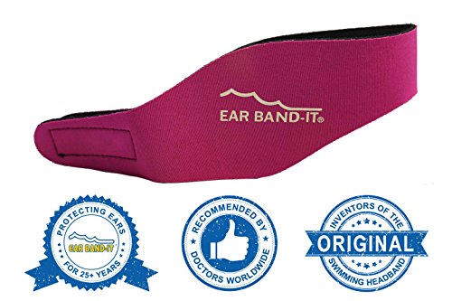 Product Cover Ear Band-It Swimming Headband - Invented by Physician - Keep Water Out, Hold Ear Plugs in - The Original Swimmer's Headband - Doctor Recommended - Secure Earplugs (Magenta, Medium (Ages 4-9))