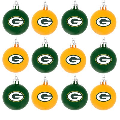 Product Cover FOCO NFL Green Bay Packers 12 Pack Ball Hanging Tree Holiday Ornament Set12 Pack Ball Hanging Tree Holiday Ornament Set, Team Color, One Size
