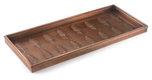 Product Cover Good Directions Pine Cones Multi-Purpose Boot Tray / Shoe Tray - Copper Finish (34 inch) - Plants, Pet Bowl, Garage, Entryway, Entrance, Foyer