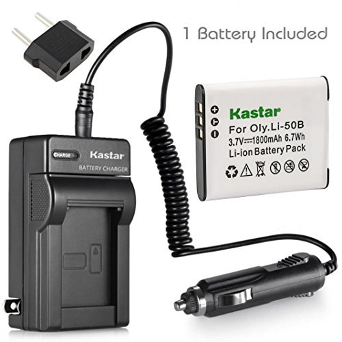 Product Cover Kastar Li-50B Battery and Charger for Olympus Stylus Tough 6020 8000 8010 and Stylus 1020 Stylus 1030 Stylus 9000 SP-720UZ SZ-10 SZ-11 SZ-12 SZ-15 SZ-16 SZ-20 SZ-30MR SZ-31MR Tough 6000 Tough 9000