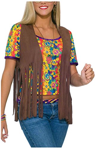 Product Cover Forum Novelties Women's 60's Hippie Vest Costume Accessory, Brown, One Size