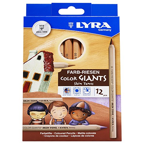 Product Cover LYRA Color-Giants Colored Pencils, Unlacquered, 6.25 Millimeter Cores, Assorted Skin Tone Colors, 12-Pack (3931124)
