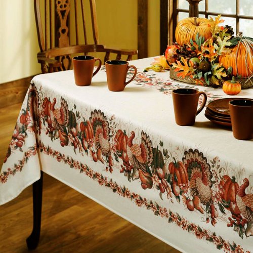 Product Cover Benson Mills Thanksgiving Printed Fabric Tablecloth, 60-Inch-by-84 Inch