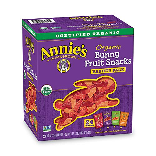 Product Cover Annie's Organic Bunny Fruit Snacks, Variety Pack, 24 Pouches, 0.8 oz Each - Packaging May Vary