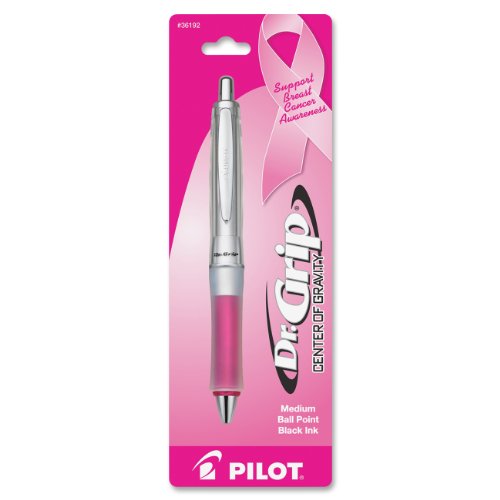 Product Cover PILOT Dr. Grip Center of Gravity - Breast Cancer Awareness Refillable & Retractable Ballpoint Pen, Medium Point, Pink Barrel, Black Ink, Single Pen (36192)