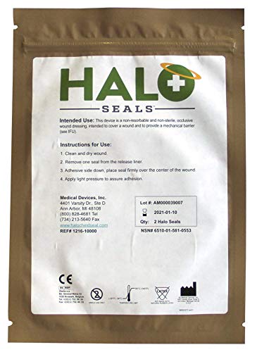 Product Cover Halo Chest Seal High Performance Occlusive Dressing for Trauma Wounds, 2 Count