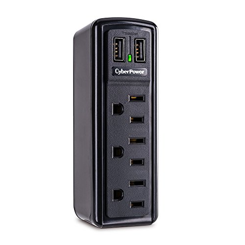 Product Cover CyberPower TRVL918 Travel Surge Protector with 3-Outlets, 2 USB Charging Ports, Flip Out Plug
