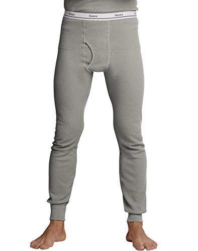 Product Cover Hanes Mens Cotton Thermal Long Underwear Pants, Small, Gray