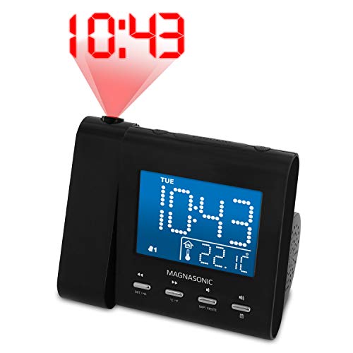 Product Cover Magnasonic Projection Alarm Clock with AM/FM Radio, Battery Backup, Auto Time Set, Dual Alarm & 3.5mm Audio Input