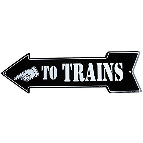 Product Cover TO TRAINS arrow - Model Train Room Tin Wall Sign or Plaque