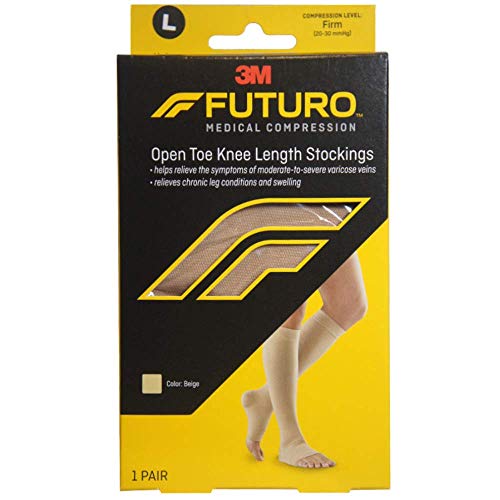 Product Cover Futuro FUT-005005 Therapeutic Open Toe Knee Highs Firm 20-30 mmHg - Size- Large Beige