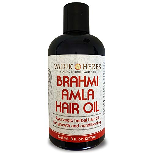 Product Cover Brahmi Amla Hair Oil (8 oz) by Vadik Herbs | Ayurvedic herbal hair growth oil and hair conditioning oil | Great for hair loss, balding, thinning of hair, for beard growth, herbal scalp treatment