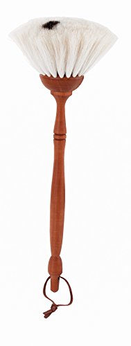 Product Cover Redecker Goat Hair Dust Brush with Oiled Pearwood Handle, 13-1/2 inches, Durable Everyday Duster Cleans Delicate Surfaces, Hanging Loop for Storage, Light with Black Dot, Made in Germany