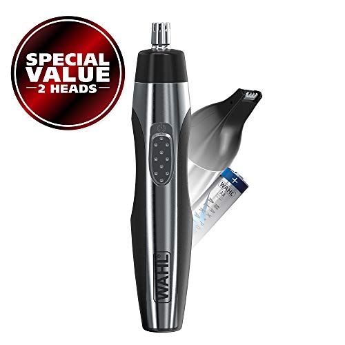 Product Cover Wahl Lighted Ear, Nose & Brow Trimmer Clipper - Painless Eyebrow & Facial Hair Trimmer for Men & Women, Battery Operated Electric Groomer - Model 5546-200
