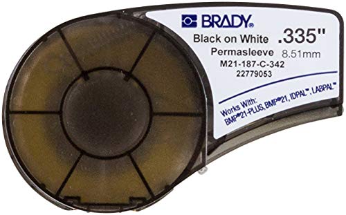 Product Cover Brady PermaSleeve Heat-Shrink Polyolefin Wire Marking Sleeves (M21-187-C-342) - Black On White Sleeves - Compatible with BMP21-PLUS, ID PAL, and LABPAL Printers - 7' Length, 0.335