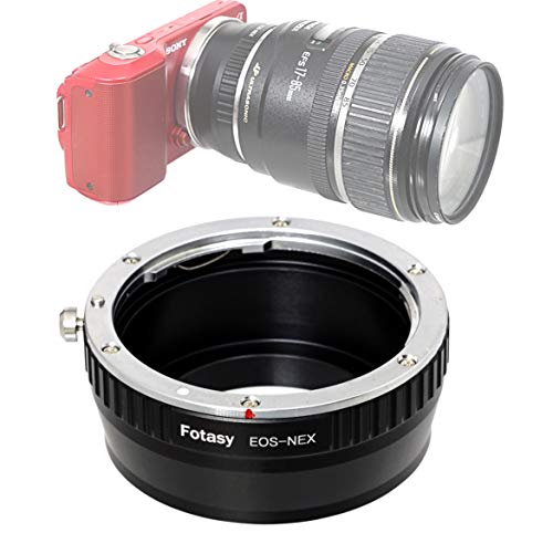 Product Cover Fotasy Manual Canon EF Lens to Sony E-Mount Adapter, EF to EMount, EFs Lense to E Mount, fits Sony Alpha NEX-5T NEX-6 NEX-7 a3000 a3500 a5000 a5100 a6000 a6100 a6300 a6400 a6400 a6500 a6600, NAEF, Canon EF - E-Mount