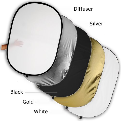 Product Cover Fotodiox 48x72 5-in-1 Oval Reflector Pro, Premium Grade Collapsible Disc, Soft Silver/Gold/Black/White/Diffuser