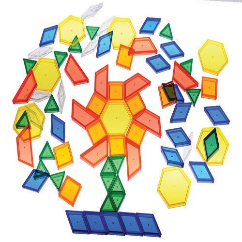 Product Cover Constructive Playthings Toys Translucent Pattern Blocks, Set of 147 Pieces, Various Shapes and Colors