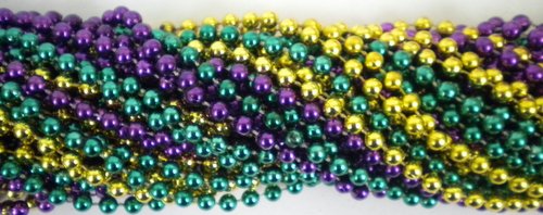 Product Cover 33 inch 07mm Round Metallic Purple Gold and Green Beads - 6 Dozen (72 necklaces)