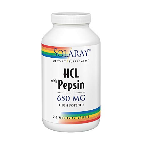 Product Cover Solaray High Potency Betaine HCL with Pepsin 650 Milligram | Hydrochloric Acid Formula for Healthy Digestion Support | Lab Verified | 250 VegCaps
