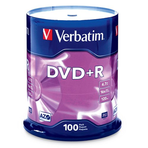 Product Cover Verbatim DVD+R 4.7GB 16x AZO Recordable Media Disc - 100 Disc Spindle (FFP) - 97459