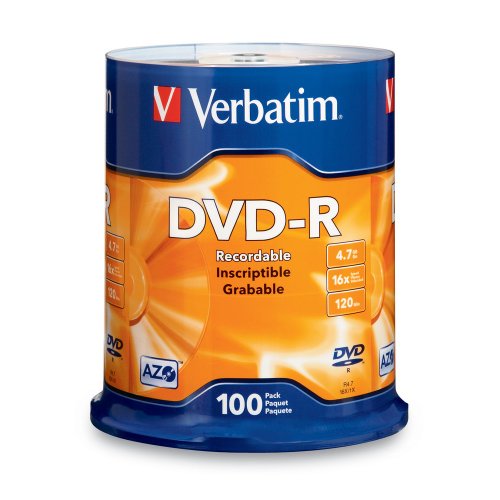 Product Cover Verbatim DVD-R 4.7GB 16x AZO Recordable Media Disc - 100 Disc Spindle (FFP)