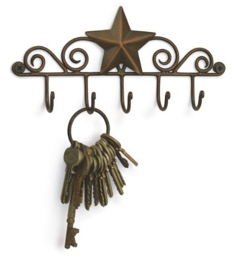 Product Cover Star Key Rack Exclusive Key Holder Wall Organizer - Aged Copper Rustic Western American Decor
