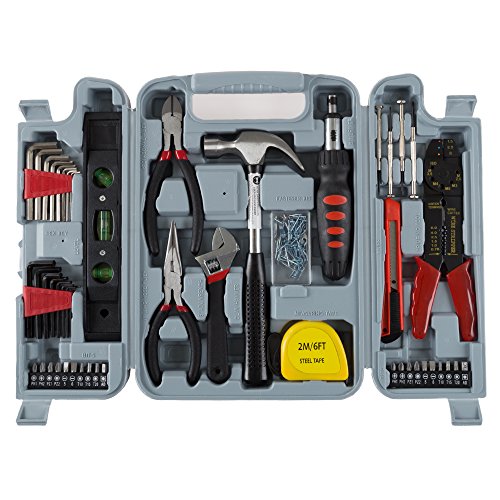 Product Cover Household Hand Tools, 130 Piece Tool Set by Stalwart, Set Includes - Hammer, Wrench Set, Screwdriver Set, Pliers (Great for DIY Projects)