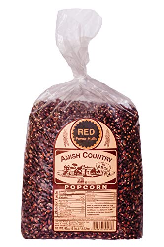 Product Cover Amish Country Popcorn - 6 Lb Bag Red Kernels - Old Fashioned, Non GMO, Gluten Free, Microwaveable, Stovetop and Air Popper Friendly with Recipe Guide
