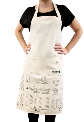 Product Cover Suck UK SK APRONGUIDE1 Apron Cooking Guide-Full Length and 100% Unbleached Cotton Canvas, Cream