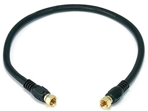 Product Cover Monoprice RG6 Quad Shield CL2 Coaxial Cable with F Type Connector, 1.5Ft, Black